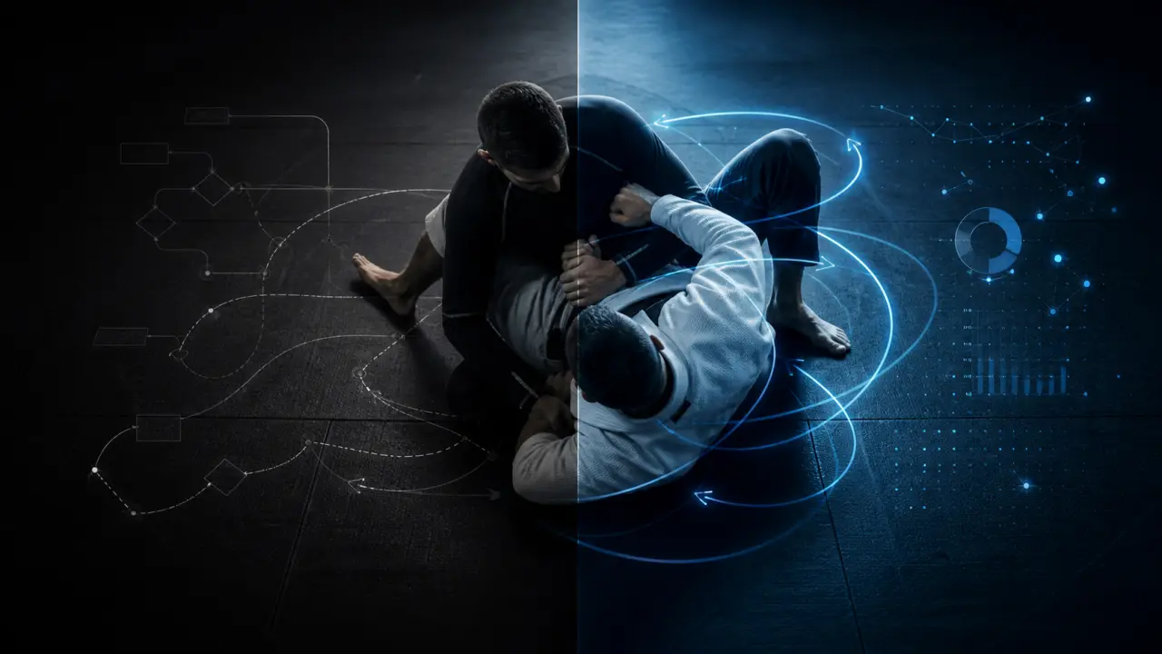 Interface GrapplingZone affichant des statistiques de sparring BJJ et des graphiques de progression