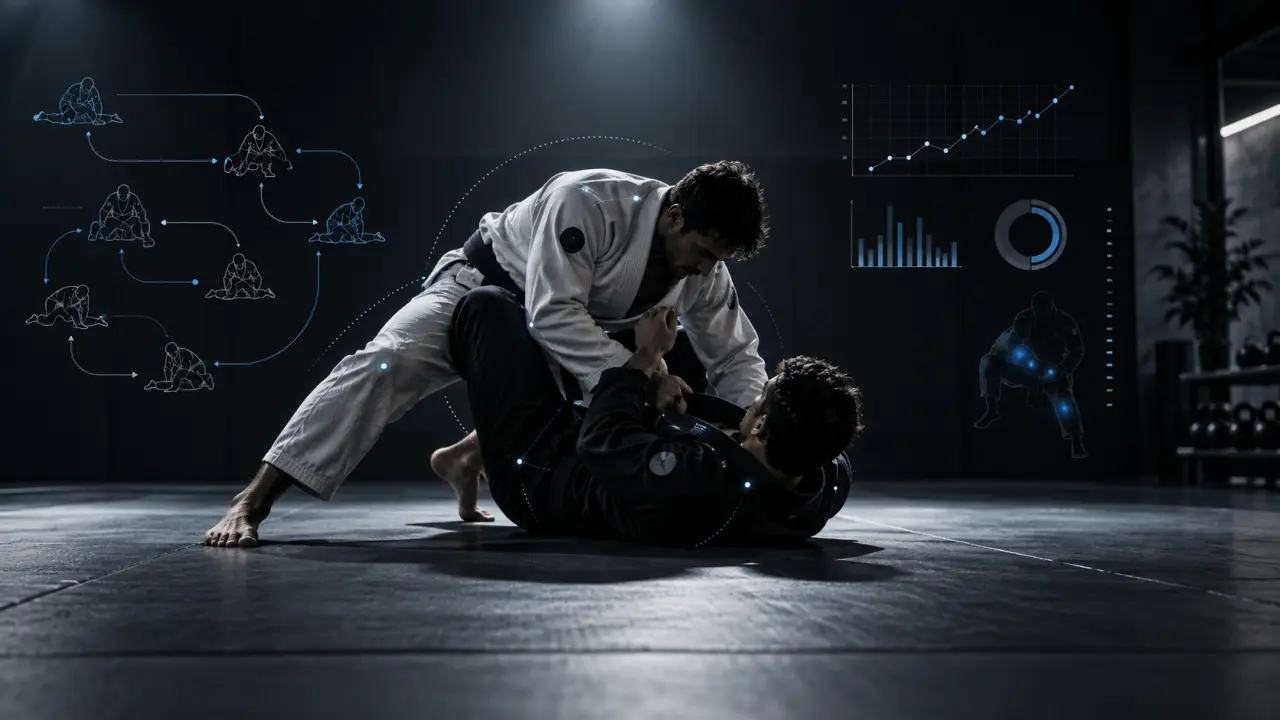 Analyse statistique d'un sparring de jiu-jitsu brésilien sur une interface sombre